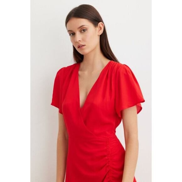 NWT DYNAMITE Wrap Front Mini A-Line Dress Sz Small Red - Picture 3 of 7